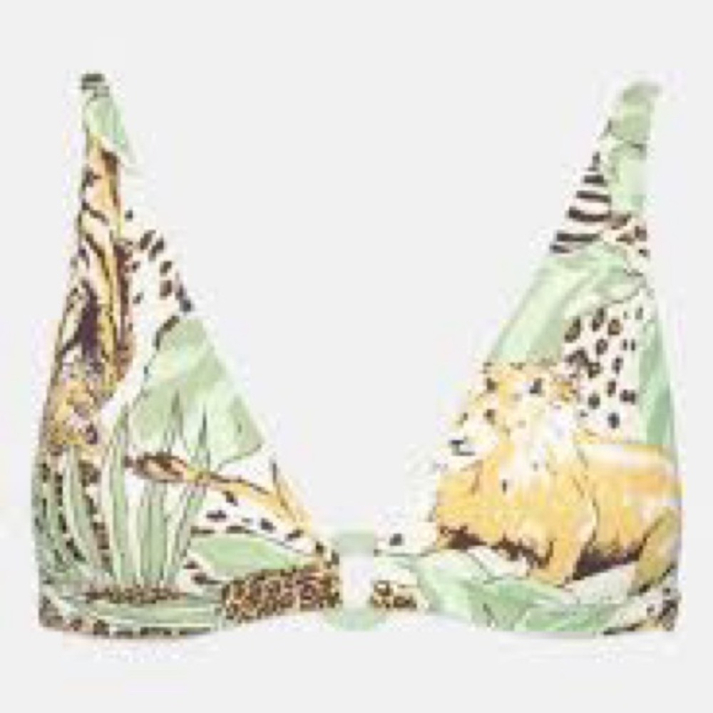 Aerie triangle padded bikini‎ top jungle animal print women’s size medium beach